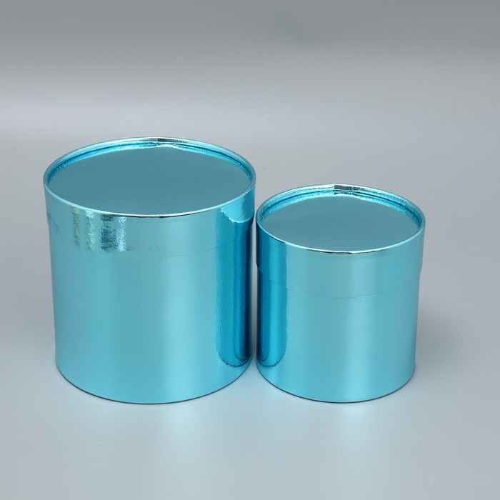 Набор коробок 2 в 1 круглые, упаковка подарочная, «Однотонный», голубой металлик, 12 х 12, 15 х 15 см Набор коробок 2 в 1 круглые, упаковка подарочная, «Однотонный», голубой металлик, 12 х 12, 15 х 15 см