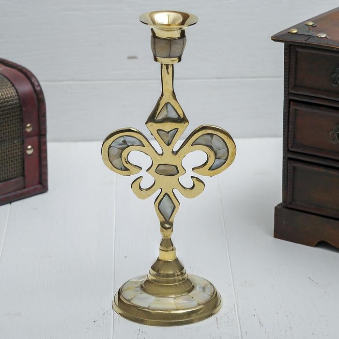 Подсвечник на 1 свечу &laquo;Вензель&raquo;, 23 см, с перламутром