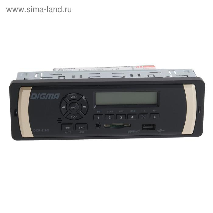 Автомагнитола Digma DCR-110G, 1DIN, 4 x 45 Вт, AUX, SD/MMC, USB