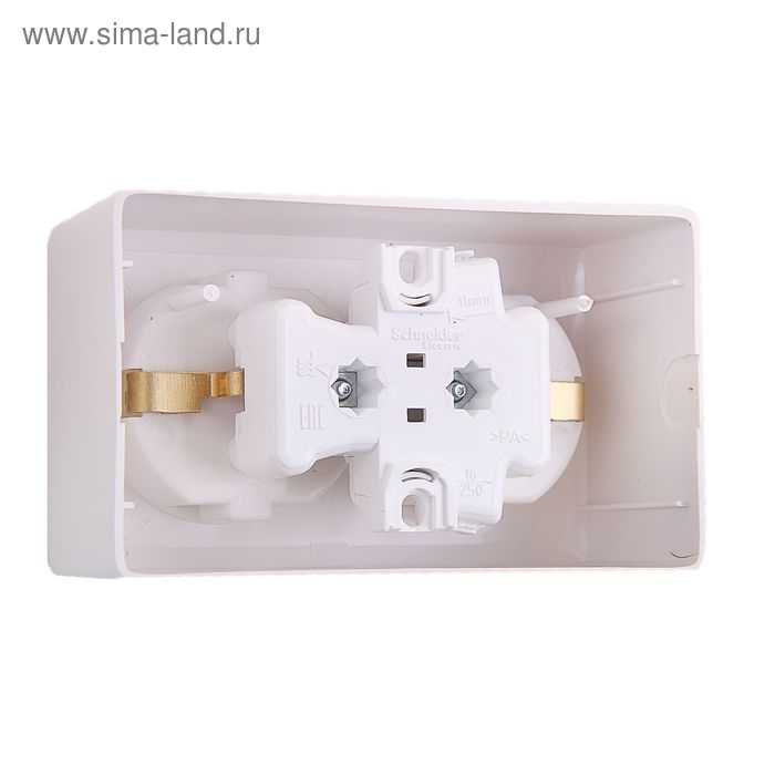 Розетка двойная SE Розетка двойная SE "Хит", 16 А, 250 В, накладная, с з/к, IP20, белая, RA16-238-B