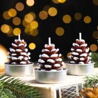 Набор свечи новогодние "Шишка", 3 шт, 4&times;6 см,