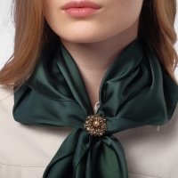 Кольцо для платка &laquo;Кувшинка&raquo;, цвет коричневый в чернёном золоте