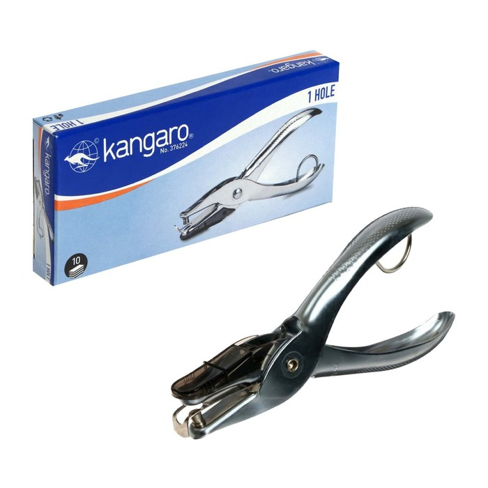 Дырокол стальной 10 листов, Kangaro One Hole, на 1 отверстие, металлик Дырокол стальной 10 листов, Kangaro One Hole, на 1 отверстие, металлик