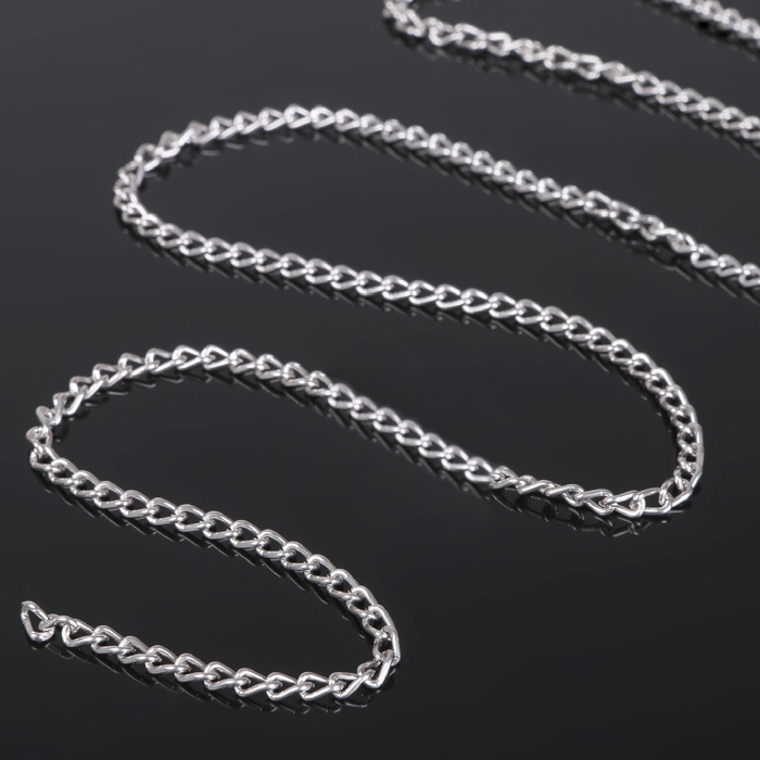 Цепочка без карабина L=60 см 4,6&times;3&times;0,8 мм, (набор 5 шт.) СМ-1319, цвет серебро