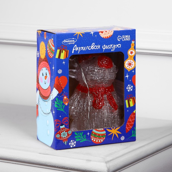 Светодиодная фигура &laquo;Оленёнок в шапке&raquo; 7 &times; 25 &times; 7 см, акрил, 10 LED, батарейки ААх2 (не в комплекте), свечение белое