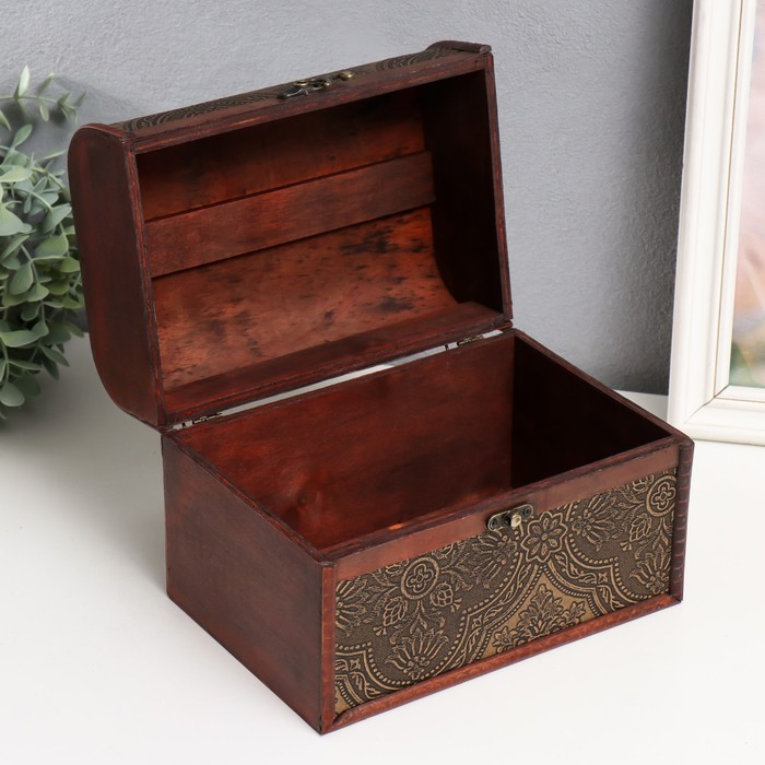 Шкатулка дерево сундук "Золотой орнамент" н-р 3 шт 7,5х12х6,5 11,5х17х10,5 16,5х22,5х15,5 см