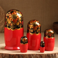 Матрёшка &laquo;Рябинка&raquo;, чёрный платок, 5 кукольная, 18 см