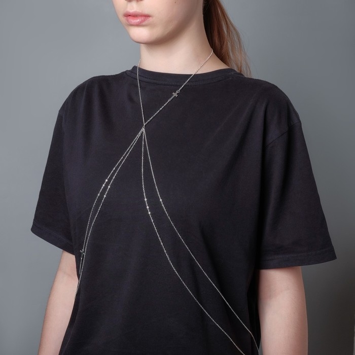 Портупея &laquo;Крестики&raquo; 4 нити, цвет серебро