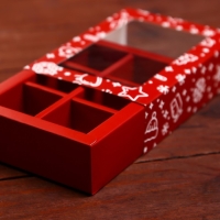 Новый год. Коробка под 6 конфет "Праздничное настроение", 13,7 х 9,8 х 3,8 см, кондитерская упаковка Новый год. Коробка под 6 конфет "Праздничное настроение", 13,7 х 9,8 х 3,8 см, кондитерская упаковка