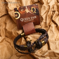 Браслет унисекс &laquo;Магия знаков&raquo; якорь, цвет коричневый с чернёным золотом, 18 см