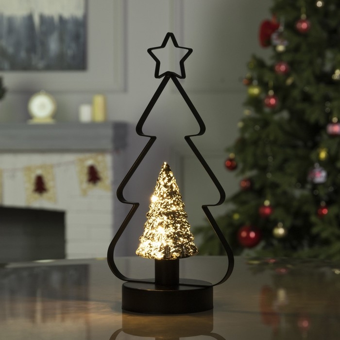 Светодиодная фигура «Ёлка серебристая» 14 × 32 × 14 см, металл, батарейки АААх3 (не в комплекте), свечение тёплое белое Светодиодная фигура «Ёлка серебристая» 14 × 32 × 14 см, металл, батарейки АААх3 (не в комплекте), свечение тёплое белое