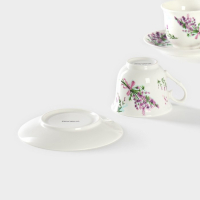 Сервиз фарфоровый чайный Доляна &laquo;Лаванда&raquo;, 4 предмета: 2 чашки 220 мл, 2 блюдца d=14,2 см, цвет белый