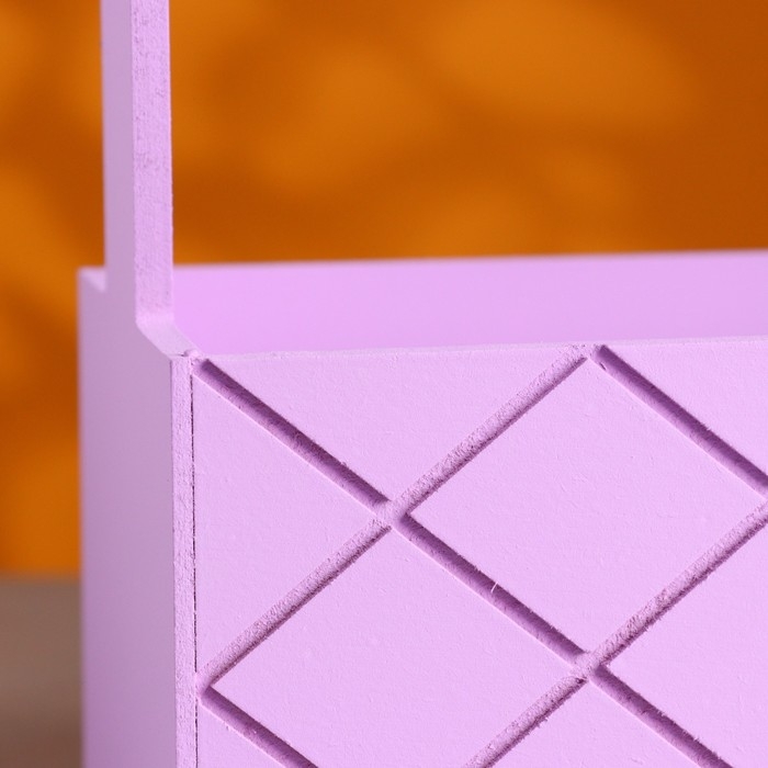 Кашпо деревянное Кашпо деревянное "Эллада большая, сетка", с ручкой 25×12,5×10(25) см Сиреневый