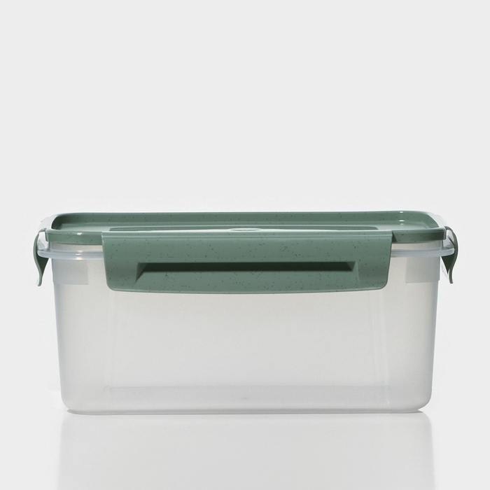Контейнер пищевой Lock&Ok, 1,1 л, 18,6&times;12,2&times;8,1 см, прозрачный, крышка зелёная