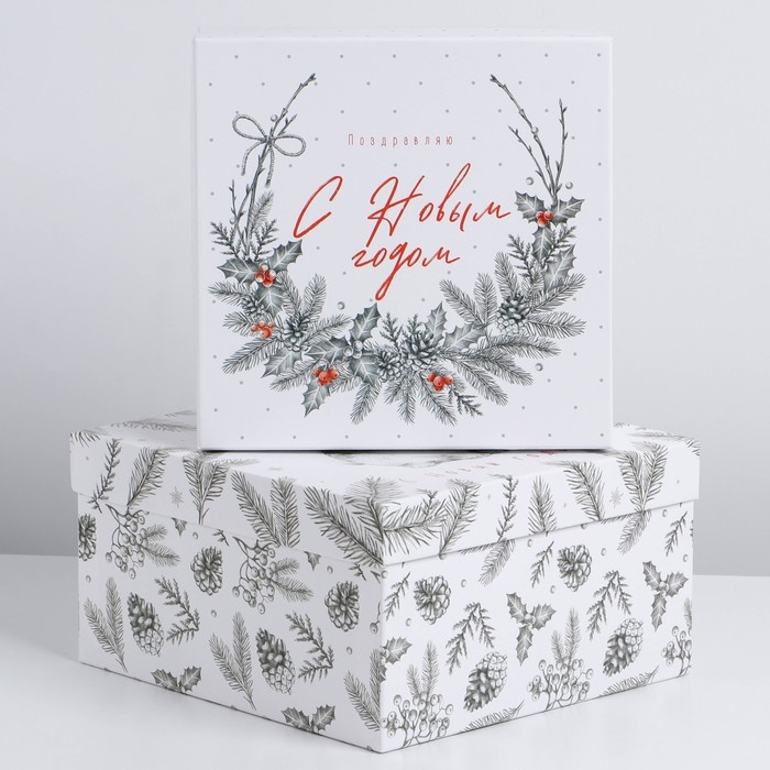 Набор подарочных коробок 3 в 1 &laquo;С Новым годом&raquo;, 18 х 18 х 10‒22 х 22 х 12 см, Новый год
