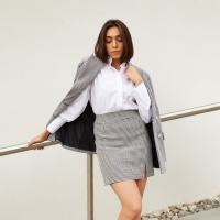 Пиджак женский двубортный MIST р. 50, чёрный/белый Пиджак женский двубортный MIST р. 50, чёрный/белый