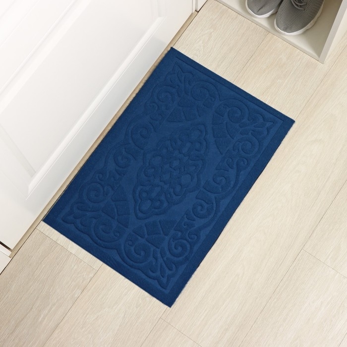 Коврик придверный Доляна &laquo;Восточная сказка&raquo;, влаговпитывающий, без окантовки, 40&times;60 см, синий