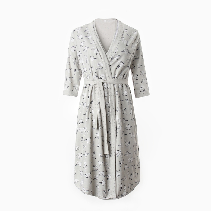 Комплект женский для беременных (сорочка/халат), цвет серый, размер 50 Комплект женский для беременных (сорочка/халат), цвет серый, размер 50