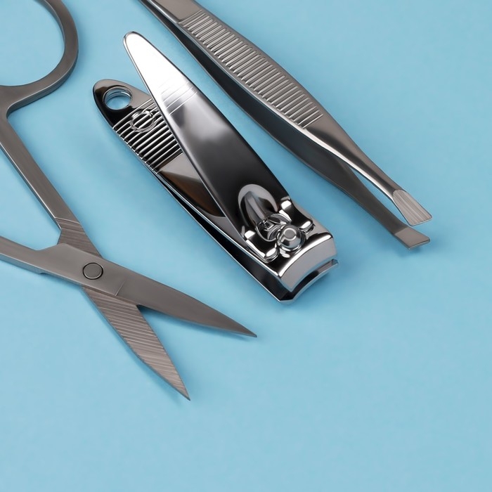 Набор маникюрный, 3 предмета, цвет серебристый Набор маникюрный, 3 предмета, цвет серебристый