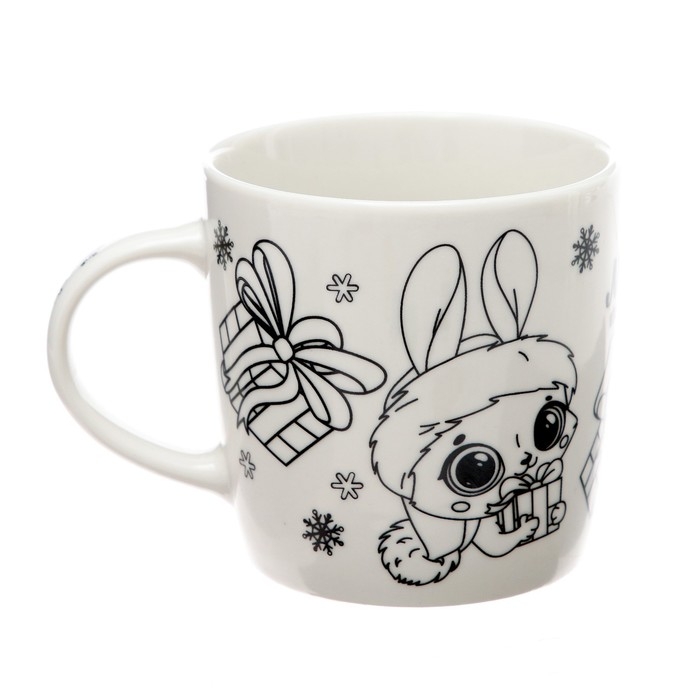 Кружка под раскраску на новый год &laquo;Много подарков&raquo;, 300 мл, новогодний набор для творчества