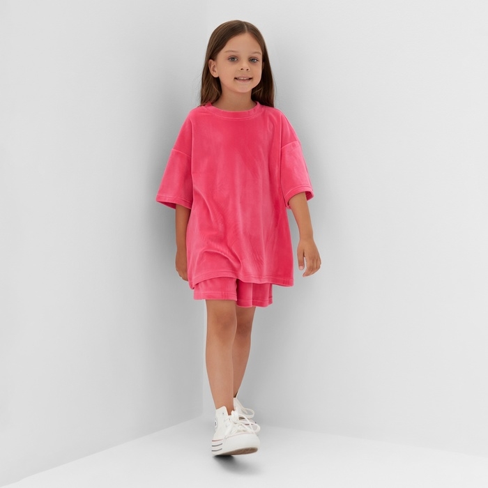 Костюм детский (футболка, шорты) KAFTAN Plushy р.32 (110-116), фуксия Костюм детский (футболка, шорты) KAFTAN Plushy р.32 (110-116), фуксия