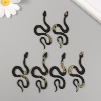 Новогодний декор "Чёрная-Золотая змея" фоамиран, 7 см (Новогодний набор 6 шт)