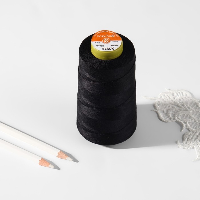 Нитки 70ЛЛ, 1500 м, цвет чёрный Нитки 70ЛЛ, 1500 м, цвет чёрный