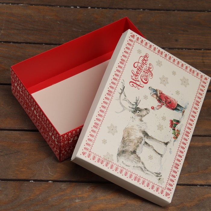 Новый год. Коробка подарочная новогодняя складная, крышка-дно Новый год. Коробка подарочная новогодняя складная, крышка-дно "Новогодняя сказка" 24 х 17 х 8 см