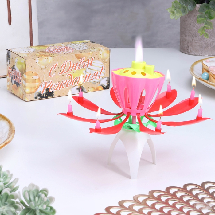 Свеча для торта музыкальная "Тюльпан", красная, 12&times;5 см