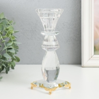 Подсвечник стекло на 1 свечу "Бутон с листочком" прозрачный d=2,3 и 4 см 6,5х6,5х17,5 см