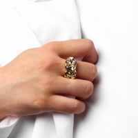 Кольцо металл &laquo;Тренд&raquo; мятое, цвет золото, безразмерное