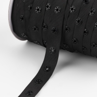 Тесьма с кнопками, 25-25 мм, 17 мм &times; 45 &plusmn; 1 м, цвет чёрный