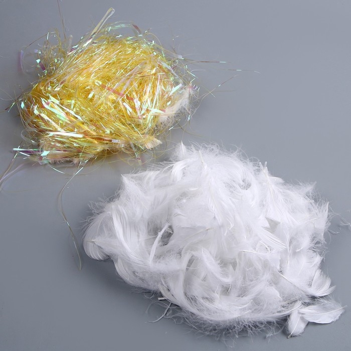 Набор для творчества и декора &laquo;Перья белые + наполнитель&raquo;, цвет желтый