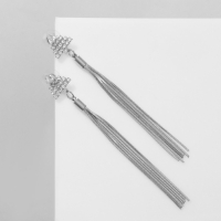 Серьги висячие со стразами &laquo;Одиссея&raquo; треугольник, цвет белый в серебре