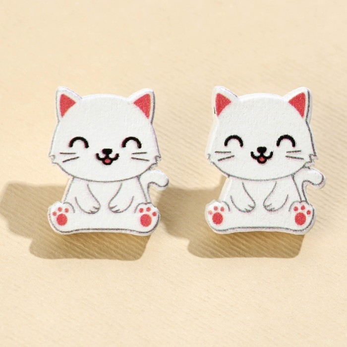 Серьги &laquo;Котик&raquo; гвоздики, 6х9 см