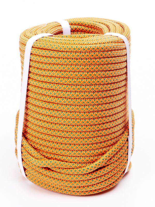 Веревка страховочно-спасательная "Climb" 32 прядная, зелено-оранжевая, d= 8 мм, 50 м