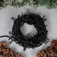 Гирлянда &laquo;Нить&raquo; 10 м, IP44, тёмная нить, 100 LED, свечение красное, 8 режимов, 220 В