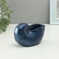 Гипсовая ваза декоративная настольная &laquo;Ракушка&raquo;, для цветов, сухоцветов, 8&times;13х7см, тёмно-синий