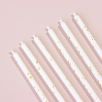 Набор свечей в торт, 6 штук "Исполнение желаний", 16,5 см, белый  с золотом