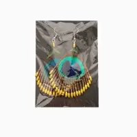 Серьги "Павлин" 5х8 см, цв. жёлтый