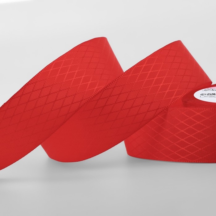 Лента декоративная &laquo;Ромбы&raquo;, 25 мм &times; 9,1 &plusmn; 0,5 м, цвет красный