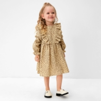 Платье для девочки MINAKU: Cotton collection цвет бежевый, рост 104 см
