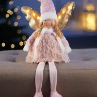 Фигура текстиль &laquo;Кукла в сером&raquo; 70 см, 6 LED, AG10x3 (в компл.), Т/БЕЛЫЙ