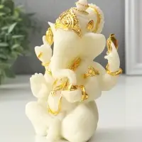 Сувенир песчаник "Ганеша - мудрость и благополучие" белый с золотом 8х13х18,5 см