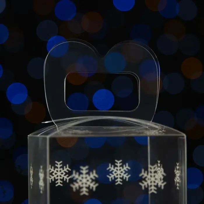 Коробка подарочная новогодняя складная ПВХ &laquo;Снежинки&raquo; 12&times;7&times;7 см