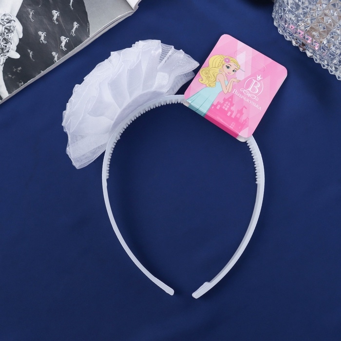 Ободок для волос "Школьница" облачко, d 10 см, белый