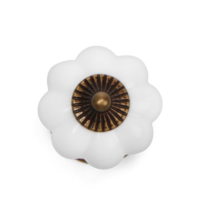 Ручка-кнопка ТУНДРА, d=33, пластик, белая, 8 шт TMP