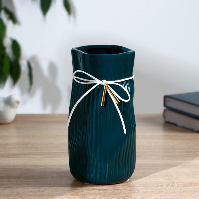 Ваза керамика настольная "Блез" 20,5 см, зелёный