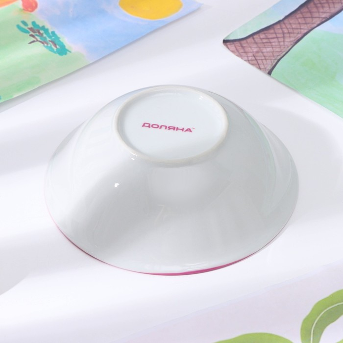 Набор детской посуды из керамики Доляна &laquo;Дюймовочка&raquo;, 3 предмета: кружка 230 мл, миска 400 мл, тарелка d=18 см,цвет белый