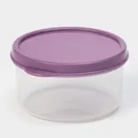 Контейнер круглый Доляна, пищевой, 150 мл, прозрачный, крышка фиолетовая
